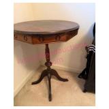 Ant. Wooden Pedestal Table w/Circular Motifs