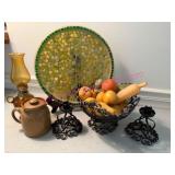 Mosaic Plate-Spanish Metal Bowl & Candlesticks-etc