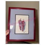 Signed Watercolor Painting of Peppers