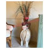 Large Ceramic Vase w/Dried Floral Arrangement