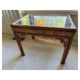 Rattan Lamp Table w/ Glass Top