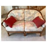Rattan Settee w/Cushions & Pillows