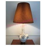 White Ceramic Lamp w/Grape Motif & Shade