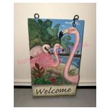 Flamingo Welcome Wall Plaque