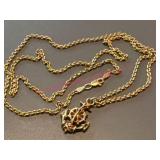 14k Gold 24in Necklace w/Anchor Pendant 6.4g