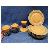 Pfaltzgraff USA Shakers, Candlestick & Saucers