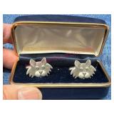 Vtg Griff Dog Face Cufflinks in Box
