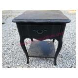 Vtg Dixie Black Wooden Nightstand