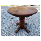 Solid Oak Pedestal Lamp Table