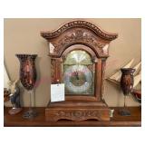 Howard Miller Carved Oak Mantel Clock