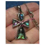 Sterling Silver Cross Pendant w/Abalone