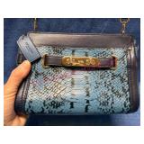Coach Blue Python-Embossed Leather Purse