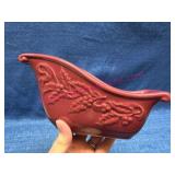 Longaberger Red Ceramic Sleigh Dish