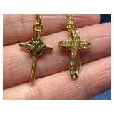 (2) 18in Gold-Tone Cross Necklaces