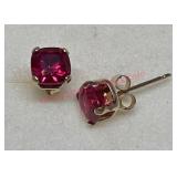 10K Yellow Gold Ruby Earrings, 1CT TW