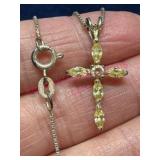 Sterling Silver & Citrine Cross Necklace