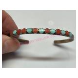 Turquoise & Coral Cuff Bracelet