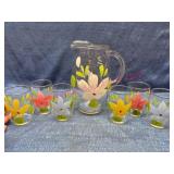 Hand Painted Juice Glasses & Pitcher Set