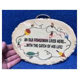 Antique Slate Fisherman Wall Plaque