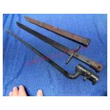 2 Military Bayonets One w/Scabbard