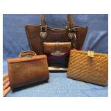 3 Purses w/Woven, Leather & Embossed Details