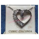 CZ Heart Pendant Necklace