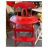 Red Wooden High Chair w/ Tray