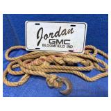 Jordan GMC License Plate w/Old Rope & Hook