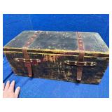 Antique Wooden Box w/Leather Straps