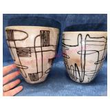 2 Studio Signed Pottery Vases by Anita Rozlapa