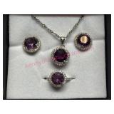 Purple Jewelry Set w/Pendant & Ring