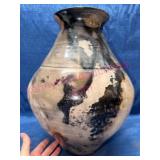 Lrg Signed Studio Sawdust Pottery Vessel