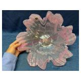 Nice Murano Glass Pink Floral Bowl 15in