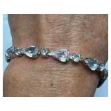 WEISS Rhinestone Tennis Bracelet w/Chain