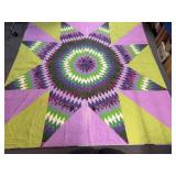 X-Large Handmade Star Pattern Quilt 106x105in