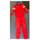 Vtg Simpson Red Driving Suit, Sz L & Sz Med