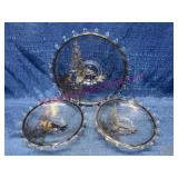 Clear Glass Plates w/Silver-tone Wildlife Motif