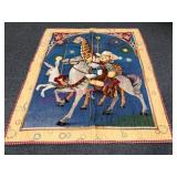 Small Carousel-Themed Quilt w/ Cowboy Bear 38x34in