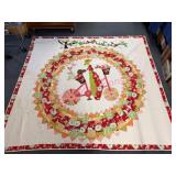 X-Large Quilt w/ Colorful Applique Motifs 96x103in