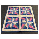 Small Multicolor Star Fabric Quilt 29x29in