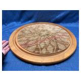 Wooden Lazy Susan w/ Woven Top Mat