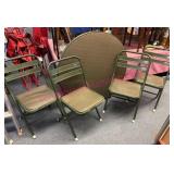 Vtg Durham Card Table & 4 Matching Chairs