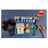 Bell & Howell Binoculars, Oil Can & Misc