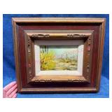 Framed Oil Painting of Desert Landscape