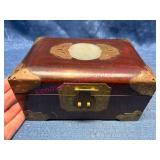 Wooden Box w/ Brass Accents & Jade Inlay