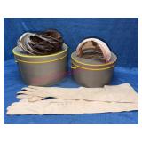 2 Bon Marche Hats & Leather Gloves w/ Boxes