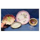 Handpainted Plates & Dishes w/Floral Designs