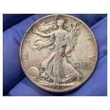 1943 Walking Liberty 90% Half Dollar Coin