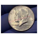 1969 Kennedy 40% Silver Half Dollar Coin