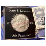 1964 Kennedy 90%Silver Half Dollar, Stamp